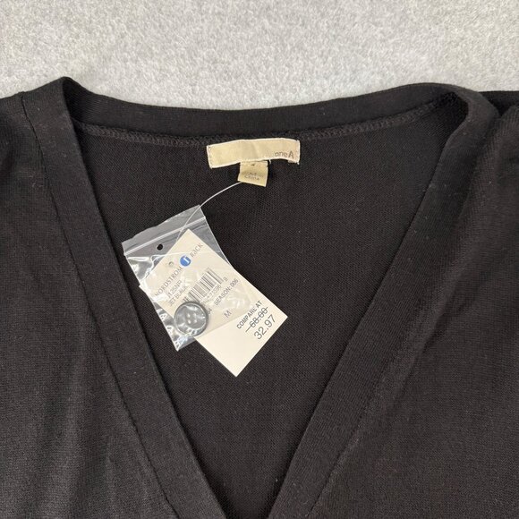 OneA Womens Black Button-Up Cardigan Sweater Button Sleeve Boxy Size Medium NWT - Picture 8 of 15